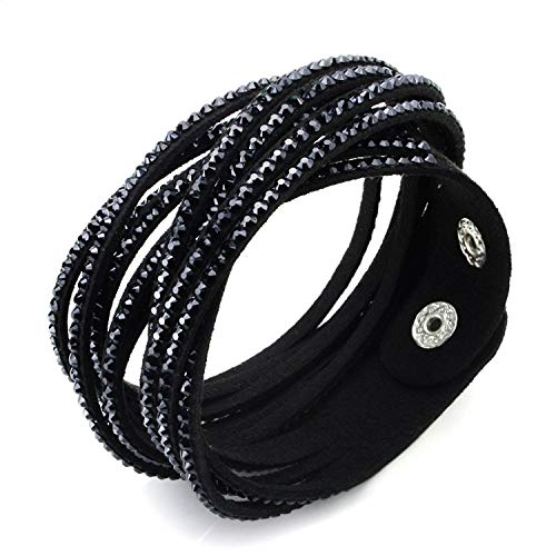 Pulsera de piel de cristales