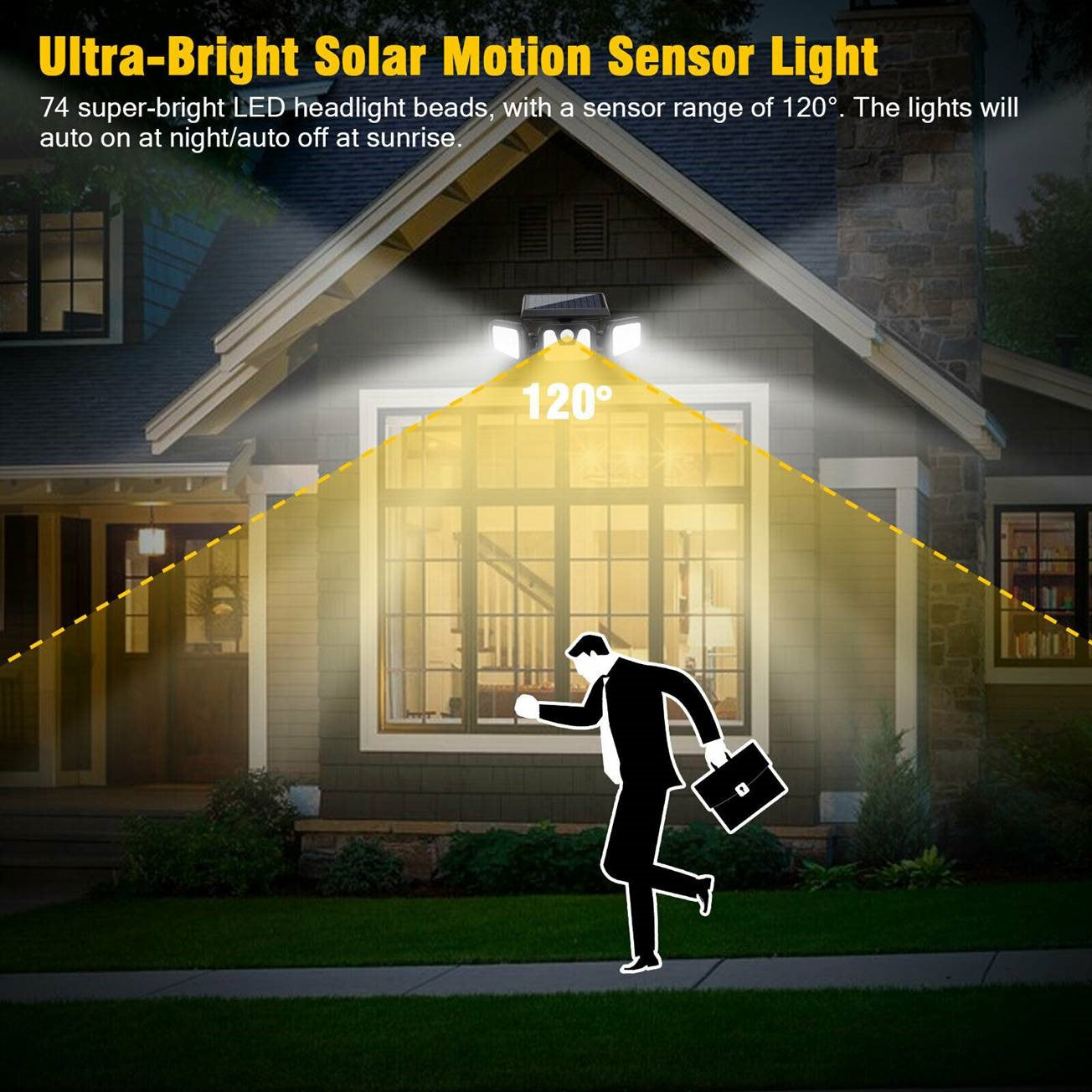 Luz solar seguridad 3 cabezas