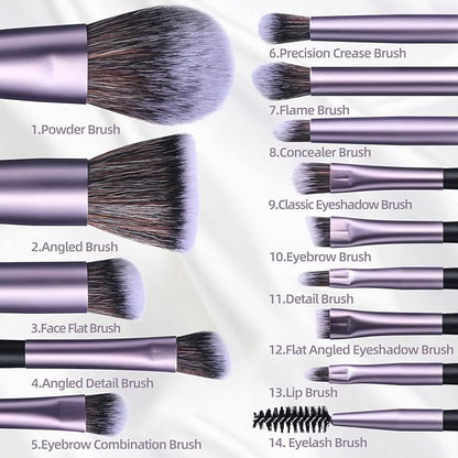 Juego de brochas de maquillaje y espejo de luz LED