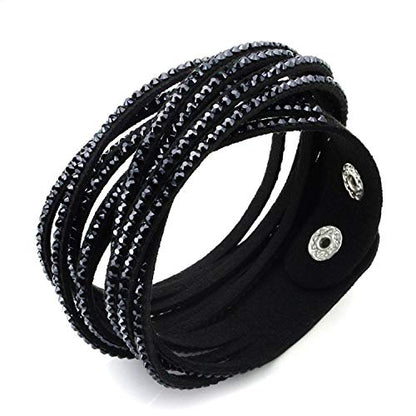 Pulsera de piel de cristales
