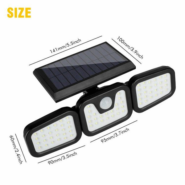 Luz solar seguridad 3 cabezas