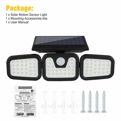 Luz solar seguridad 3 cabezas